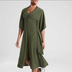 Athleta Dress XL Calistoga Wrap Olive Green Coveru